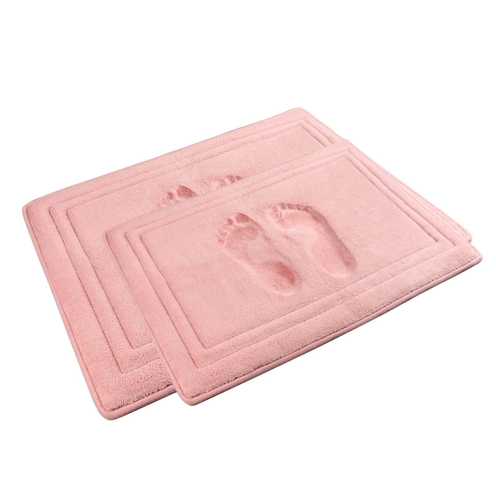 Pagged Pink Bathroom Rug Set Of 2 Memory Foam Bath Mat Set Non Slip Washable Floor Mats Soft Absorbent Plush Microfiber Shower T