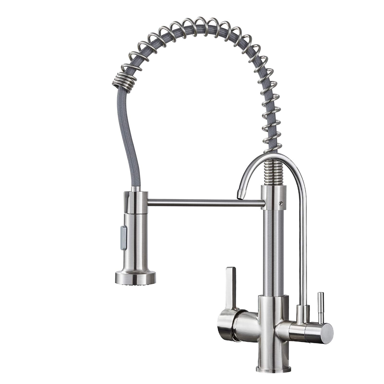 Menatt Purifier Kitchen Faucet, Commercial 3 In 1 Spring Drinking Water Faucet, Pull Down Water Filter Kitchen Sink Faucets (Bru