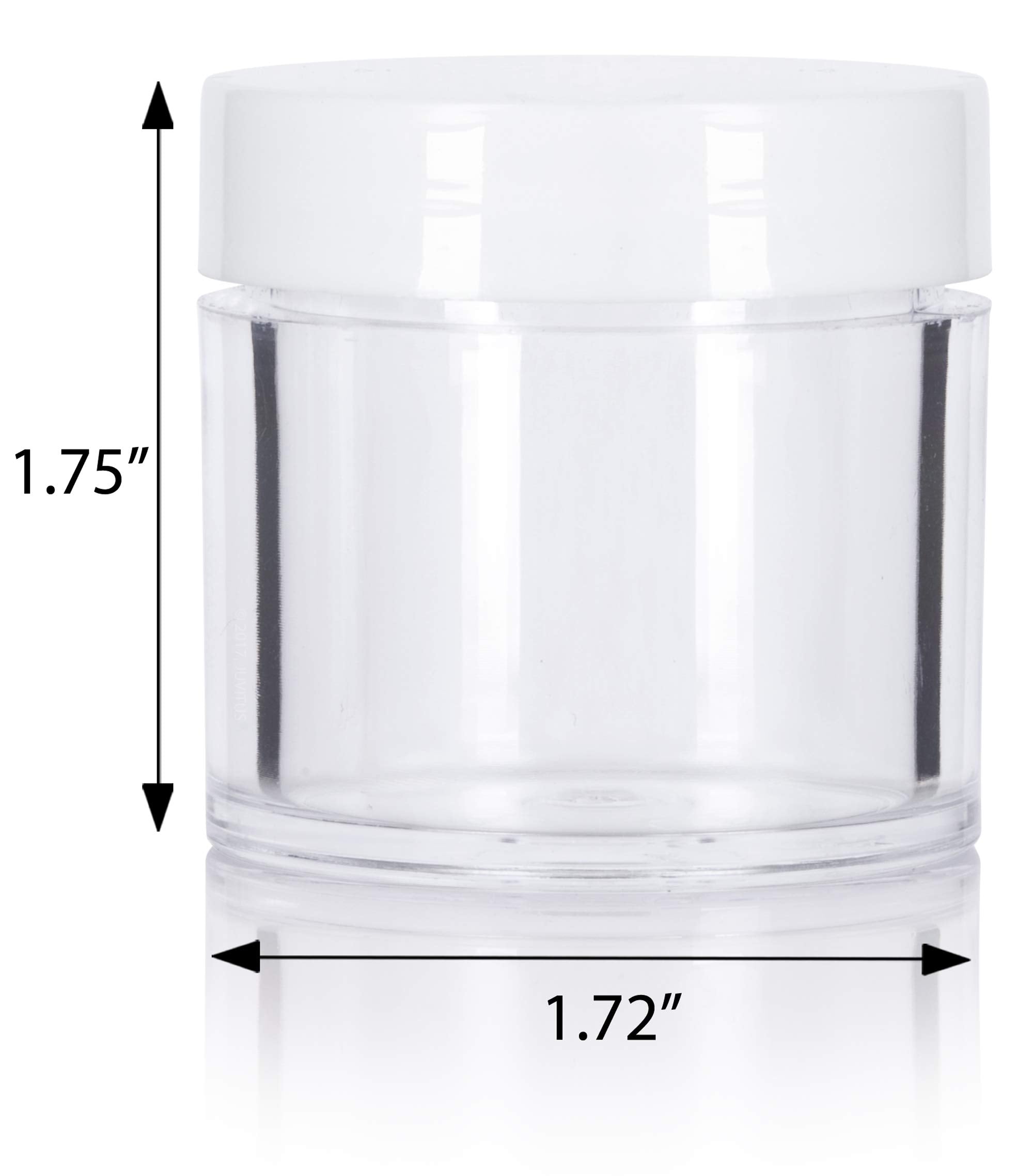 Clear Thick Wall Acrylic Travel Refillable Pot Container Jar With White Foam Lined Lid - 1 Oz / 30 Ml (12 Pack) Samples, Balms,