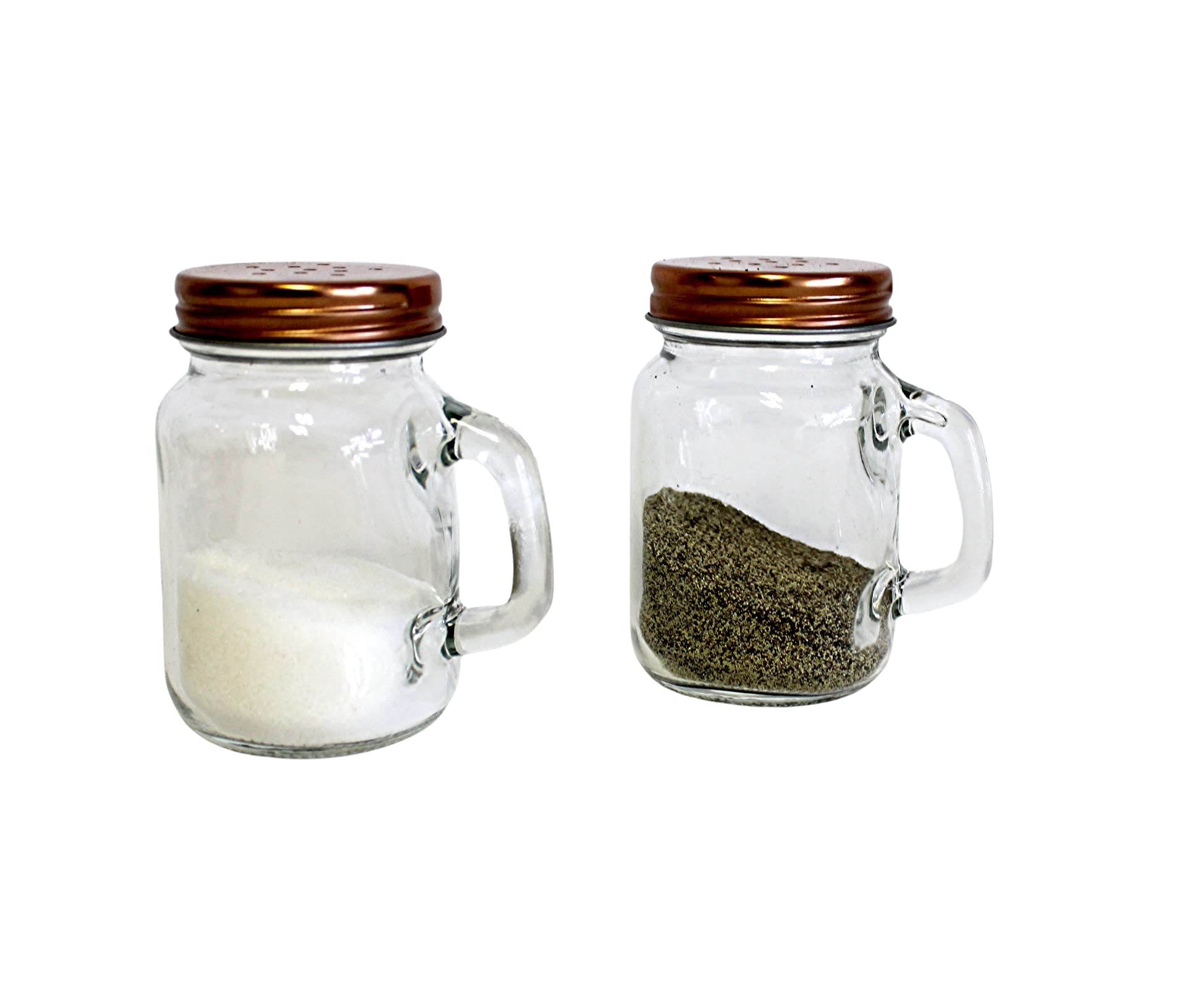 Retro Mason Jar Salt And Pepper Shaker Set - Clear Glass With Stainless Steel Lids, 2-Piece Vintage Design For Kitchen And Dinin