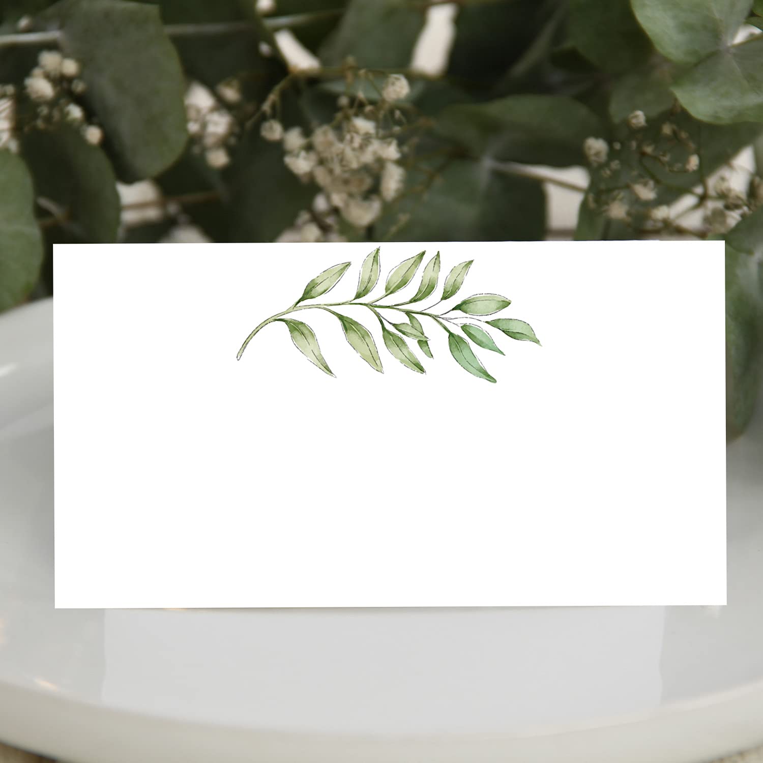 50 Pack Place Cards, Wedding Name Place Cards, Greenery Table Place Cards For Wedding Or Party, Seating Place Cards For Tables,