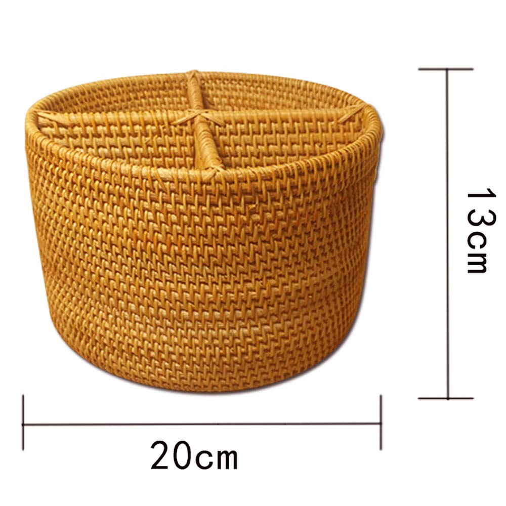 I-Lan Natural Rattan 4 Compartments Storage Holder Cosmetics Organizer Utensil And Seasoning Bottle Serving Basket For Party(200