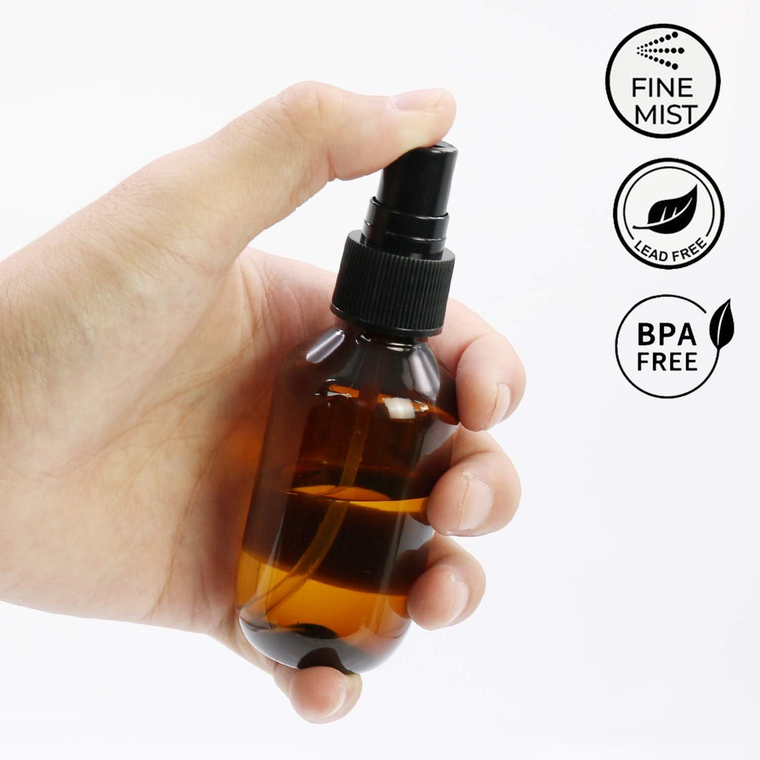 Syntecso 96 Pack 2Oz Amber Plastic Spray Bottles, Fine Mist Spray Bottles For Essential Oils, Water Spray Bottle For Hair Plant