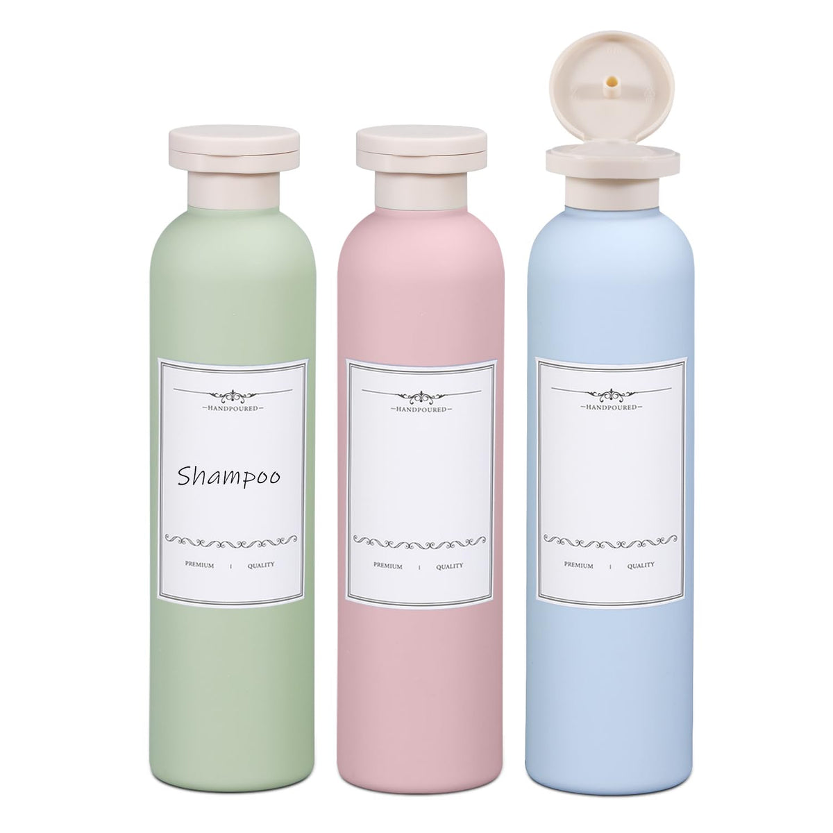 Asevat 8.8Oz 3Pcs Plastic Refillable Travel Shampoo And Conditioner Bottles Refillable Travel Shampoo Bottles With Flip Cap Plas