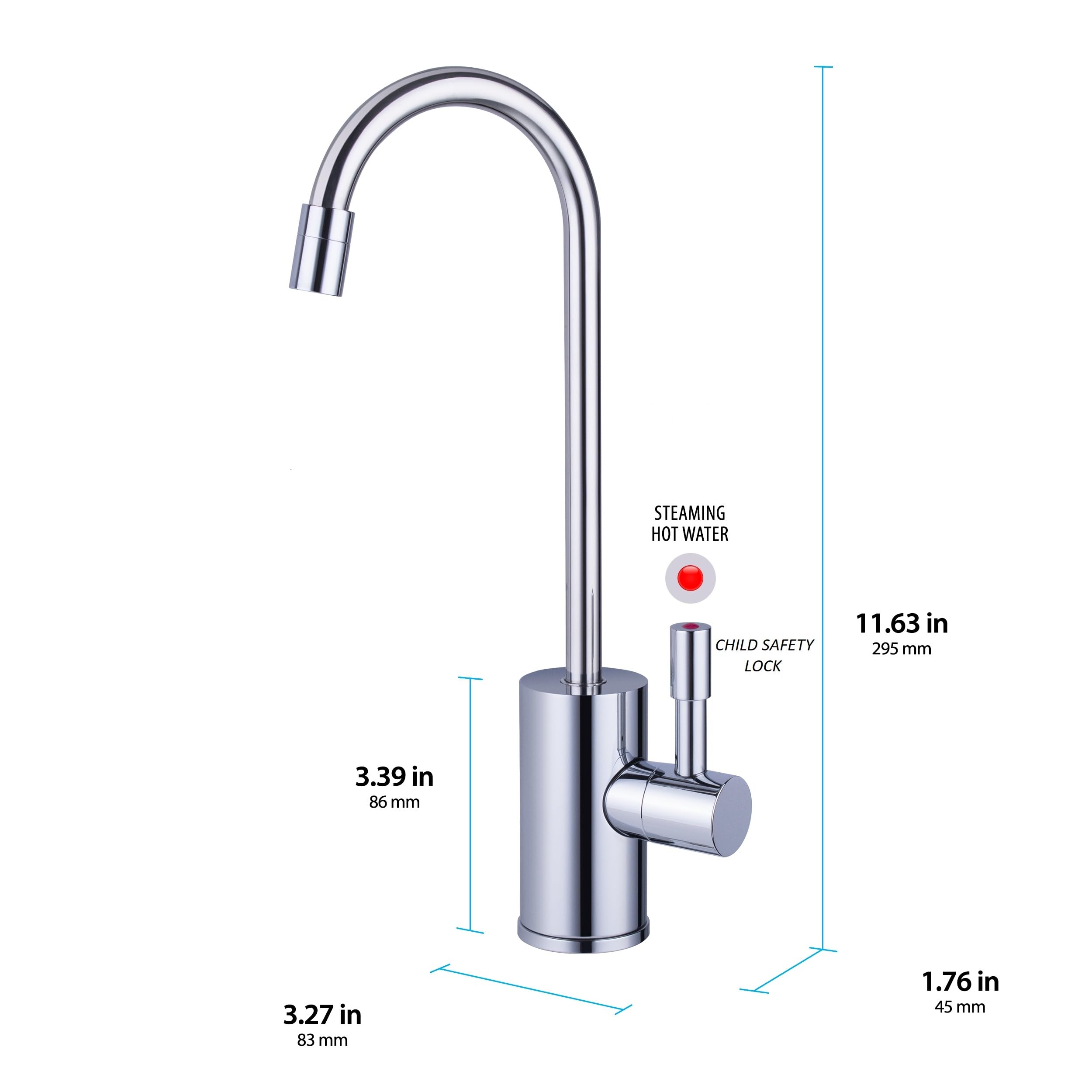 Ready Hot 41-RH-300-F570-CH Instant Hot Water Dispenser System  2.5 Quarts  Digital Display Single Lever Hot Water Faucet Polished Chrome