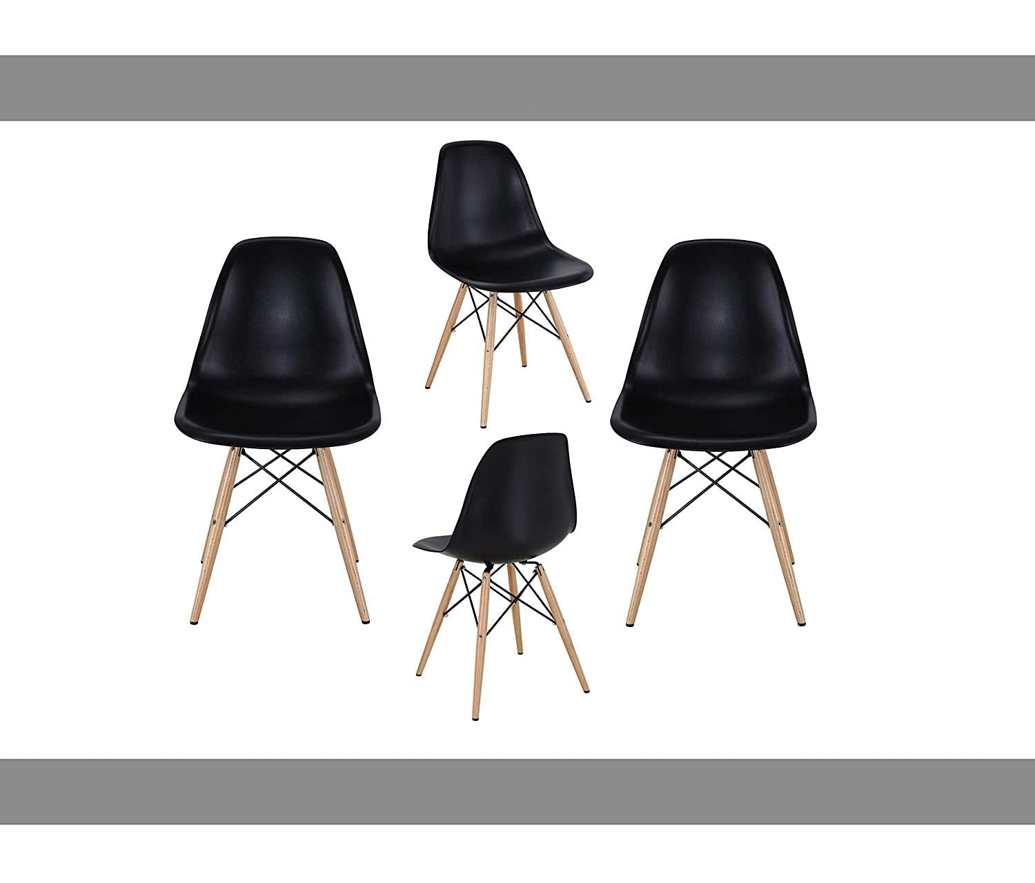 Finch Fox Style Modern Dining Armless Molded Abs Plastic Side Chair With Wood & Black Accents Iconic American Mid-Century Stylin