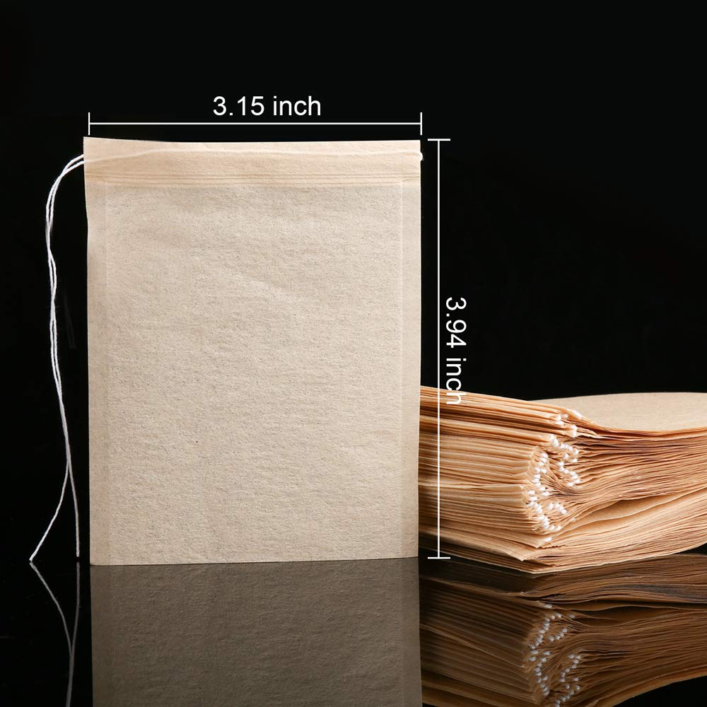 100Pcs Tea Filter Bags, Disposable Tea Bags For Loose Leaf Tea, Drawstring Empty Tea Infuser, Betybedy Tea Steeper, Natural Unbl