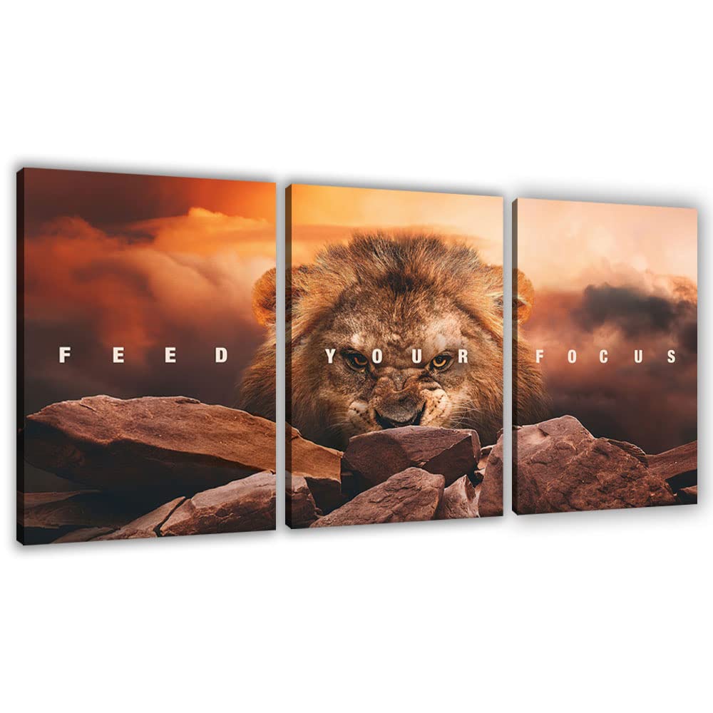 Motivational Wall Art Inspirational Wall Art 3 Pieces Canvas Poster Wall Painting Lion Artwork For Living Room Bedroom Home Deco