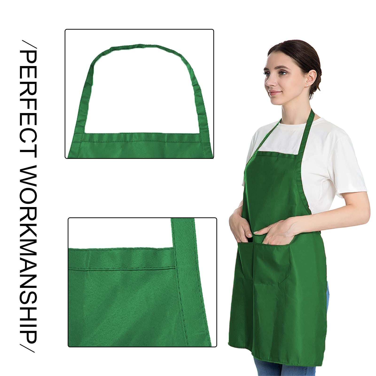Loyhuang 6 Pcs Plain Bib Aprons For Women Men Bulk,Multicolor Apron With 2 Pockets For Painting Crafting Baking Cooking Kitchen.