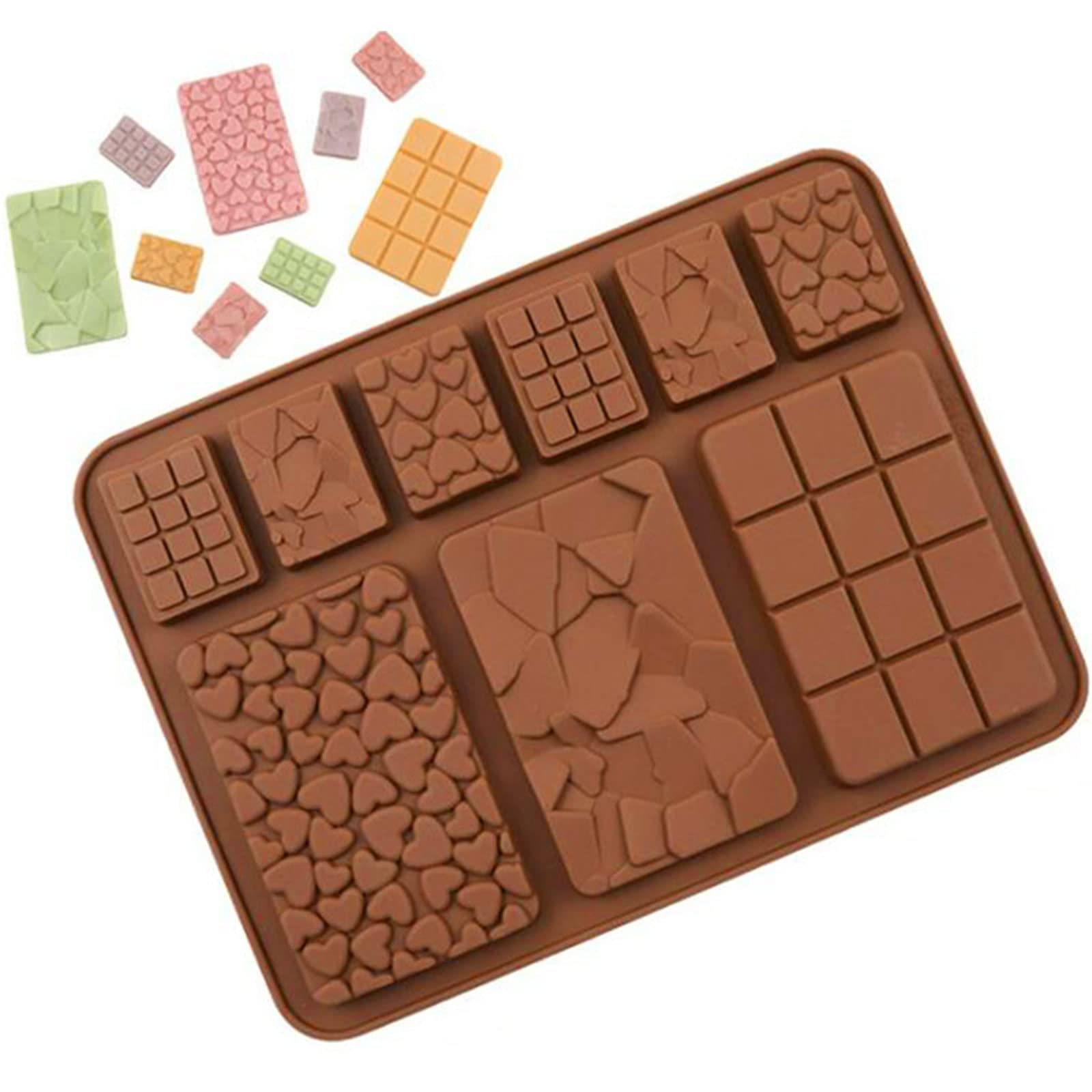 C-Co Food Grade Break-Apart Chocolate Molds, Set Of 4 Packs Non-Stick Silicone Protein And Energy Bar Molds