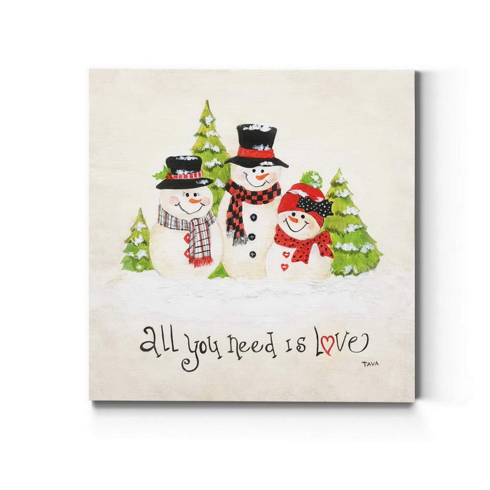 Renditions Gallery All You Need Is Love Snowmen Wall Art, Cute Christmas & Winter Art, Holiday Kitchen Artwork, Premium Gallery