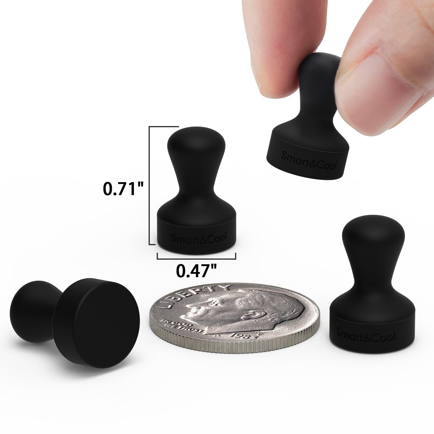 Smart&Cool Black 15 Pack Strong Silicone Push Pin Magnets, Anti Scratch Fridge Magnets, Small Push Pin Magnets, Magnets For Refr
