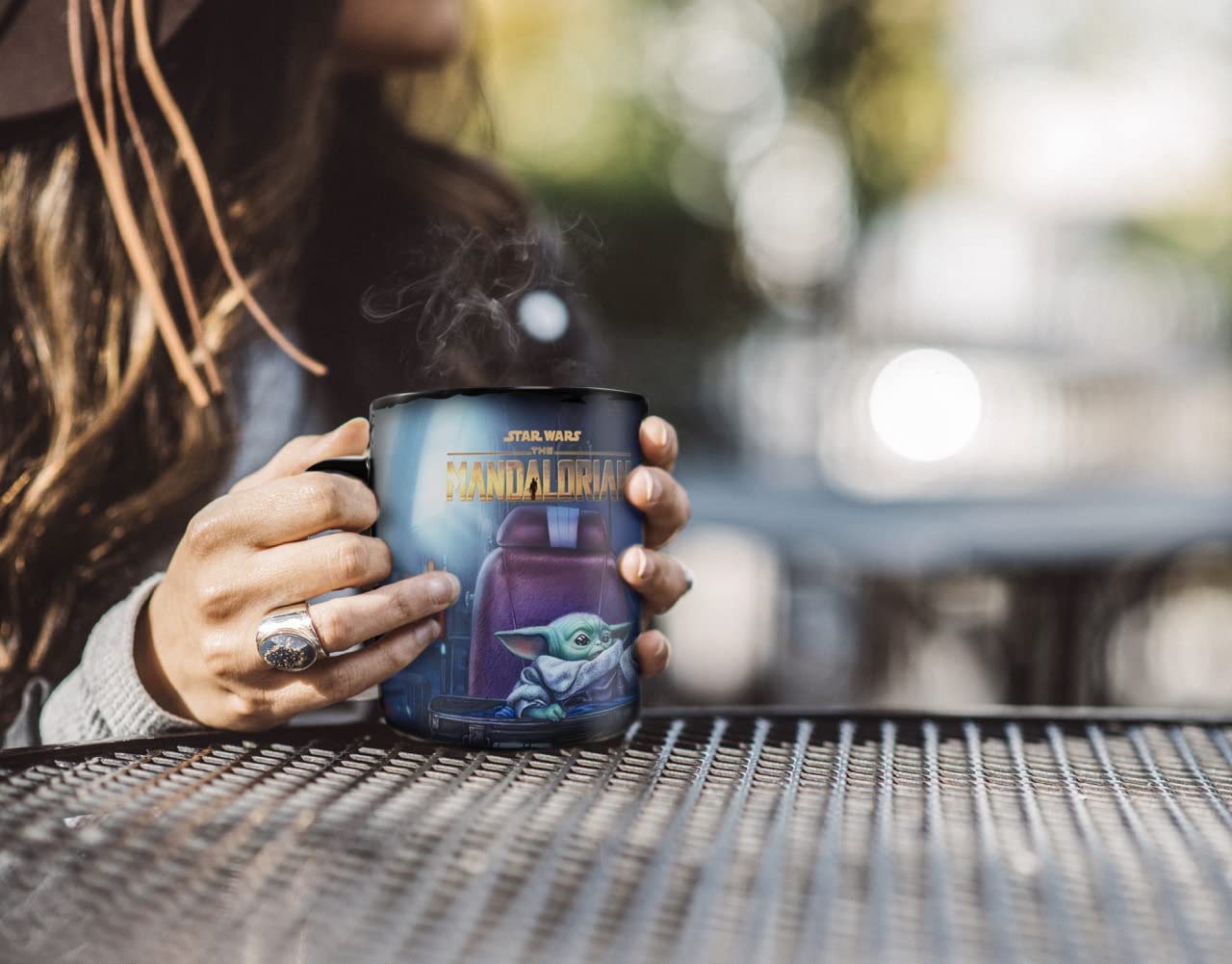 Morphing Mugs Star Wars - The Mandalorian - Two For The Road - Mando And Grugo - One 16 Oz Heat Sensitive Clue Mug - Full Image