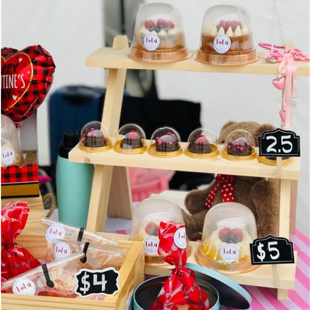 Hewnda 50 Pack 2 Inch Clear Plastic Mini Cake Box Muffins Box Cookies Cookies Muffins Dome Box Wedding Birthday Gift Box(Gold)