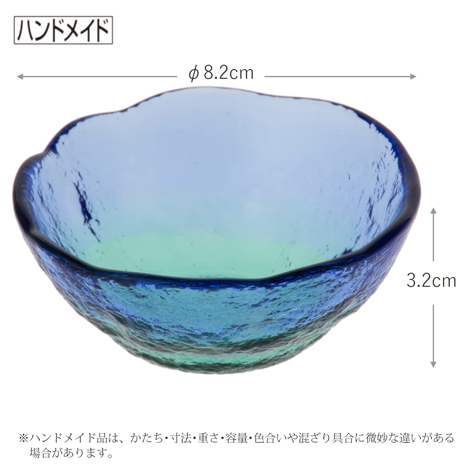 ???????? Toyo Sasaki Glass WA3301 Small Bowl, Blue/Green, Approx. f3.2 x 1.3 inches (8.2 x 3.2 cm), Coral Sea, Choko, Made in Ja