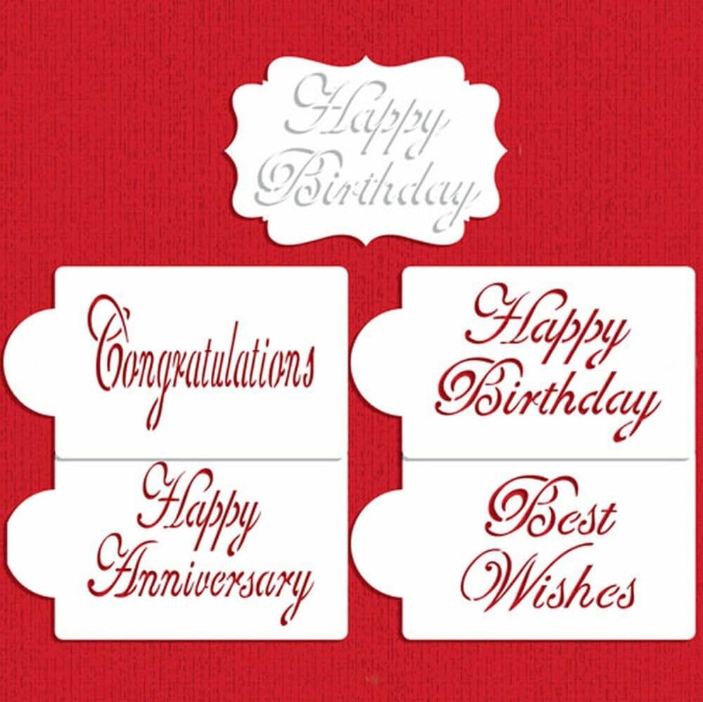 Large Script Celebration Cake Stencil Set By Designer Stencils