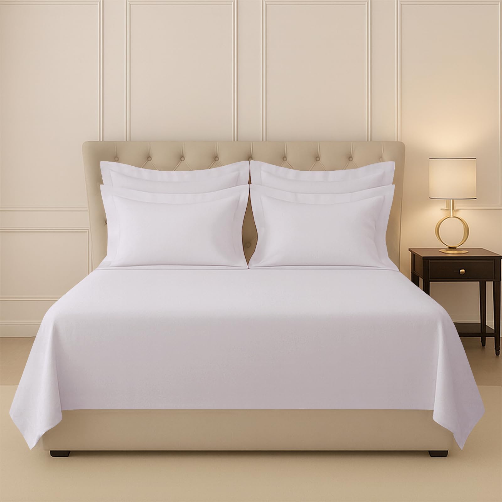 Pizuna 100% Cotton Bedsheet Super King Size Light Lilac, 400 Thread Count Long Staple Combed Cotton Flat Bedsheets 108X108 Inche