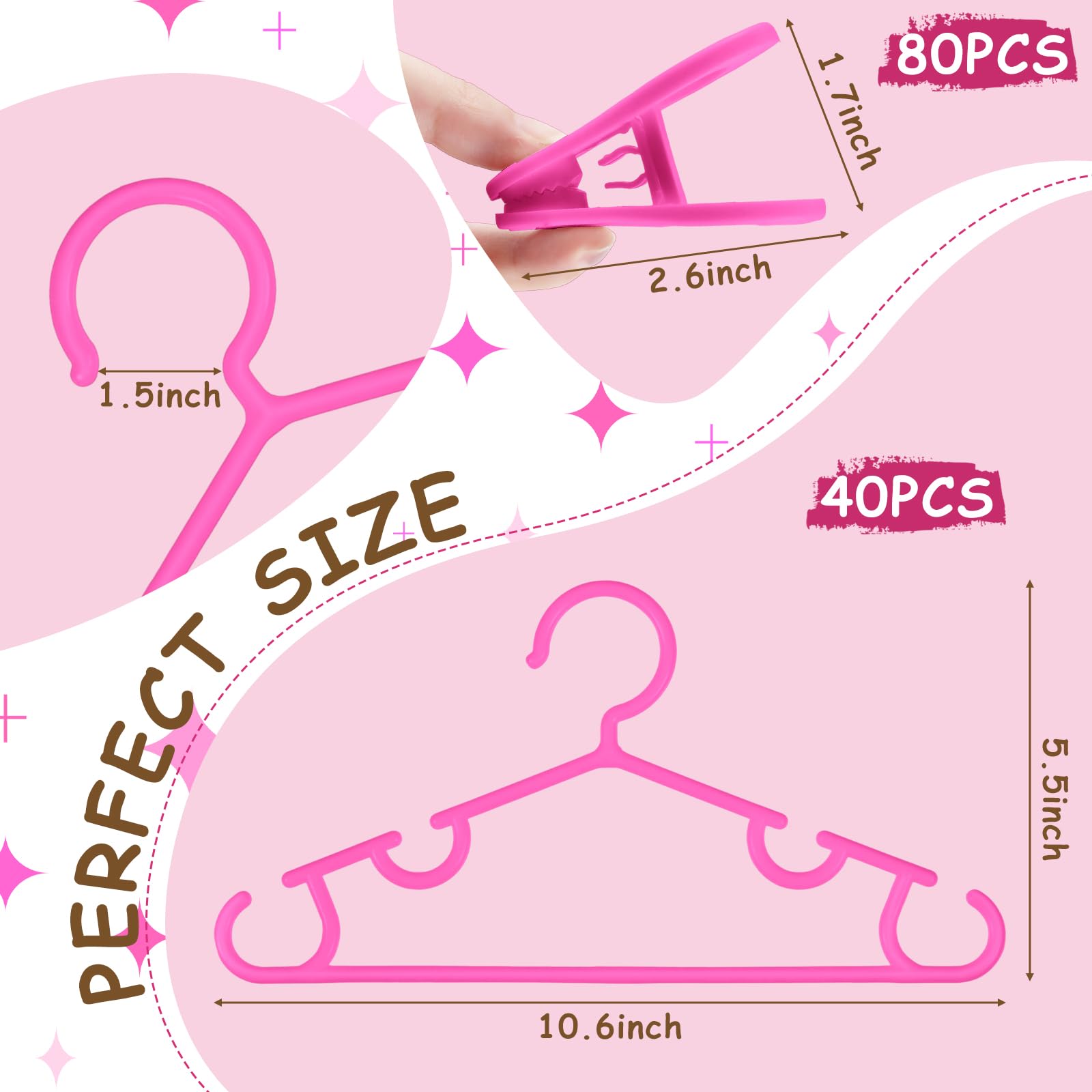 Hsei 120 Packs Baby Hangers With Clips Toddler Hangers Kids Hangers With Clips For Pants Closet Coat Skirts Socks (Pink)