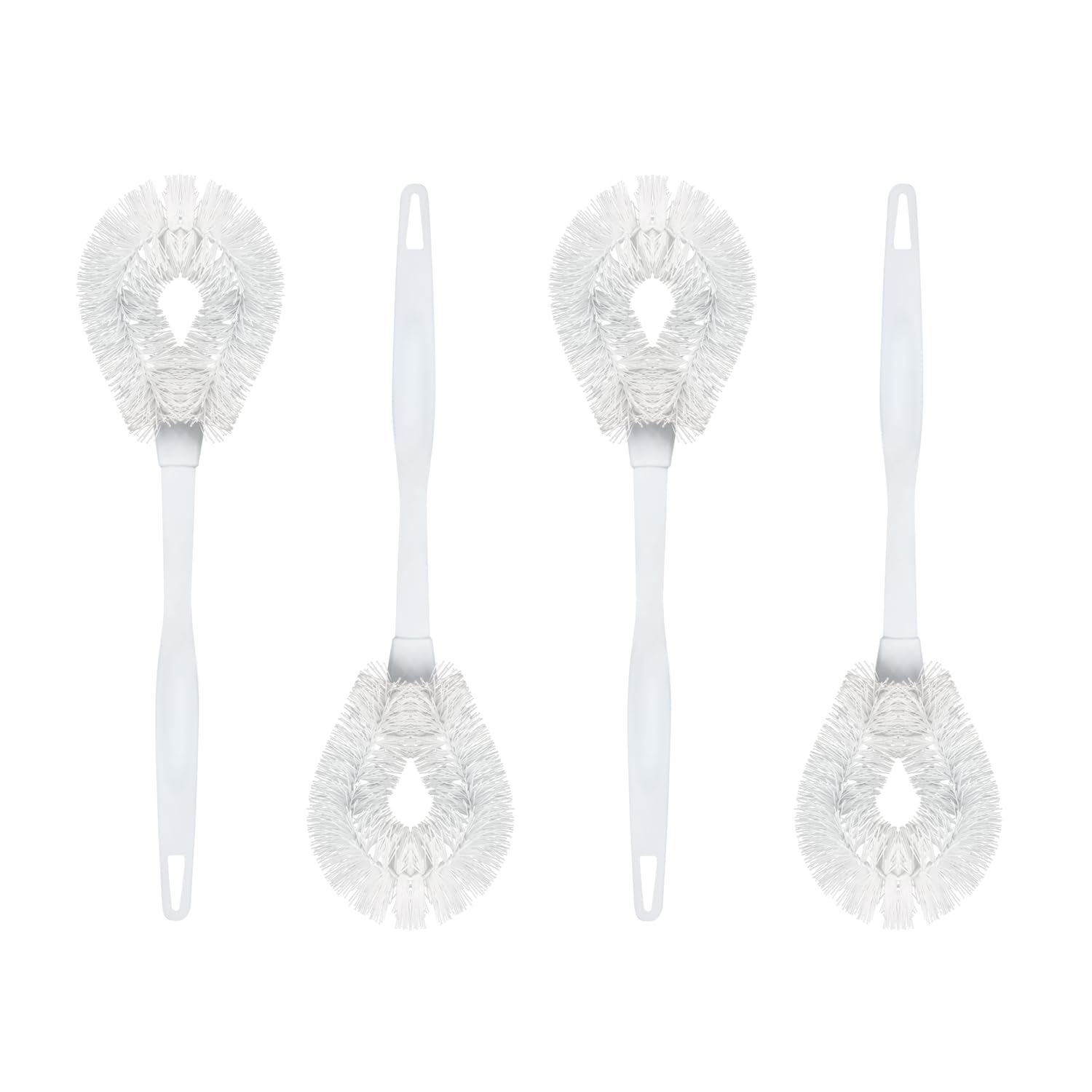 LOLA Toilet Bowl Brush w/Curved Head, 4 Pack, Coated Wire, Durable Poly Bristles, Reaches Under Toilet Bowl Rim