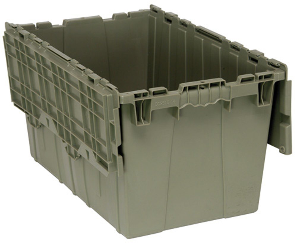 Quantum Qdc2515-14 Plastic Storage Container With Attached Flip-Top Lid, 25'' X 15'' X 14'', Gray