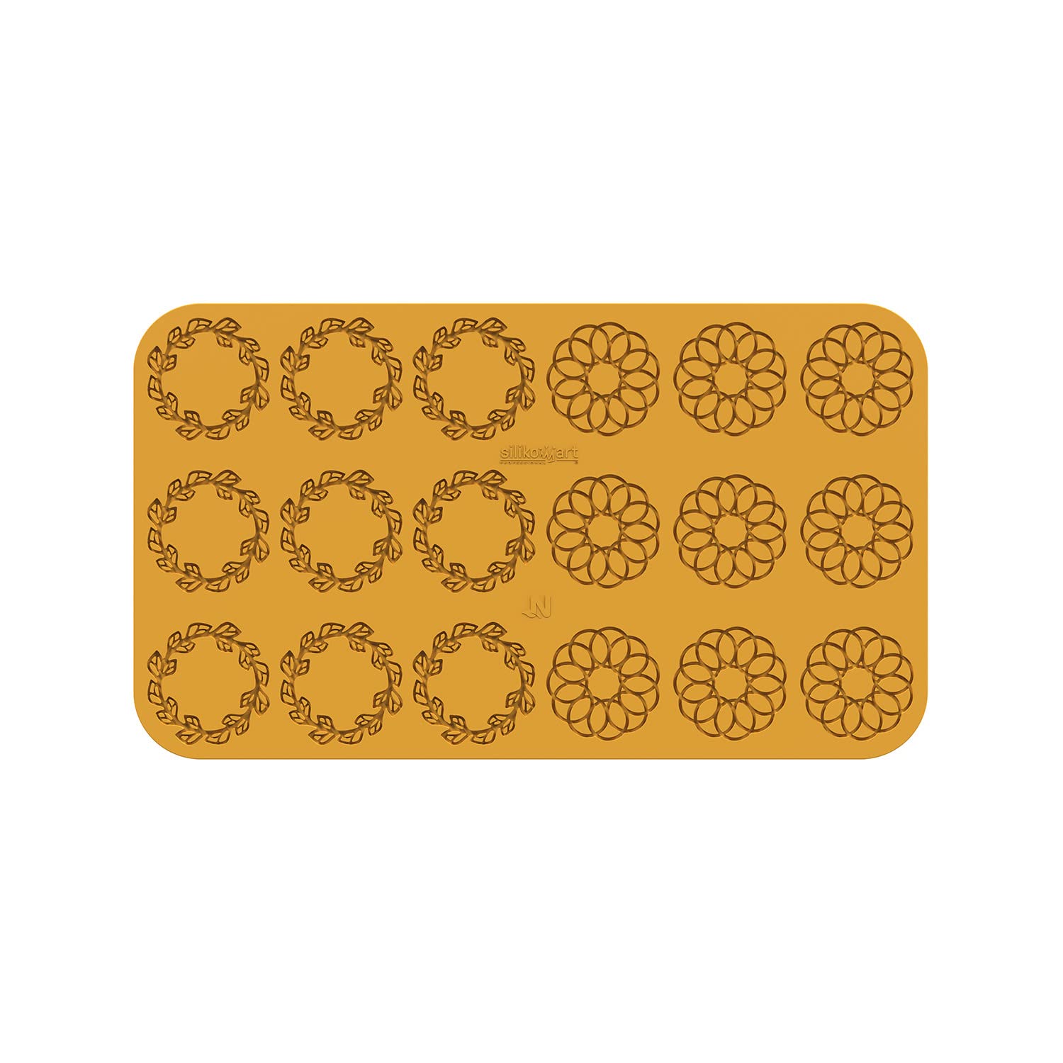 Silikomart Corona Silicone Mold With 9 Medallion Imprints + 9 Round Leaf-Garland Imprints