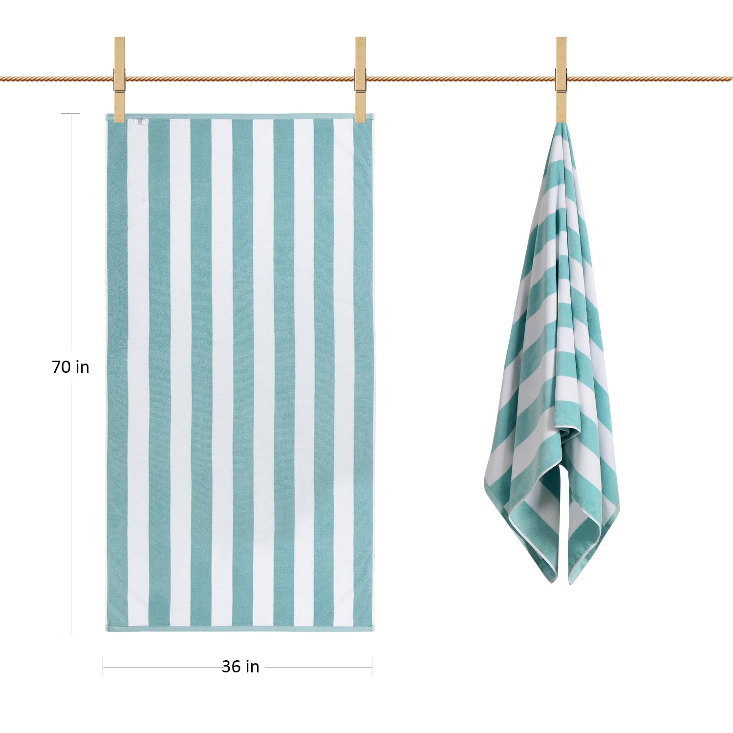 LULUHOME Plush Oversized Beach Towel - Fluffy Cotton Thick 36 x 70 Inch Mystical Blue Striped Pool Towels  Large Summer Cabana Swimming Towel for Adults