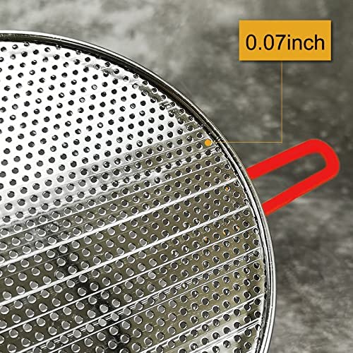 Tenta Kitchen 18/8(304) Stainless Steel Large Fine Mesh Strainer Micro-Perforated Flat Buttom Colander Stainless Steel Punched -