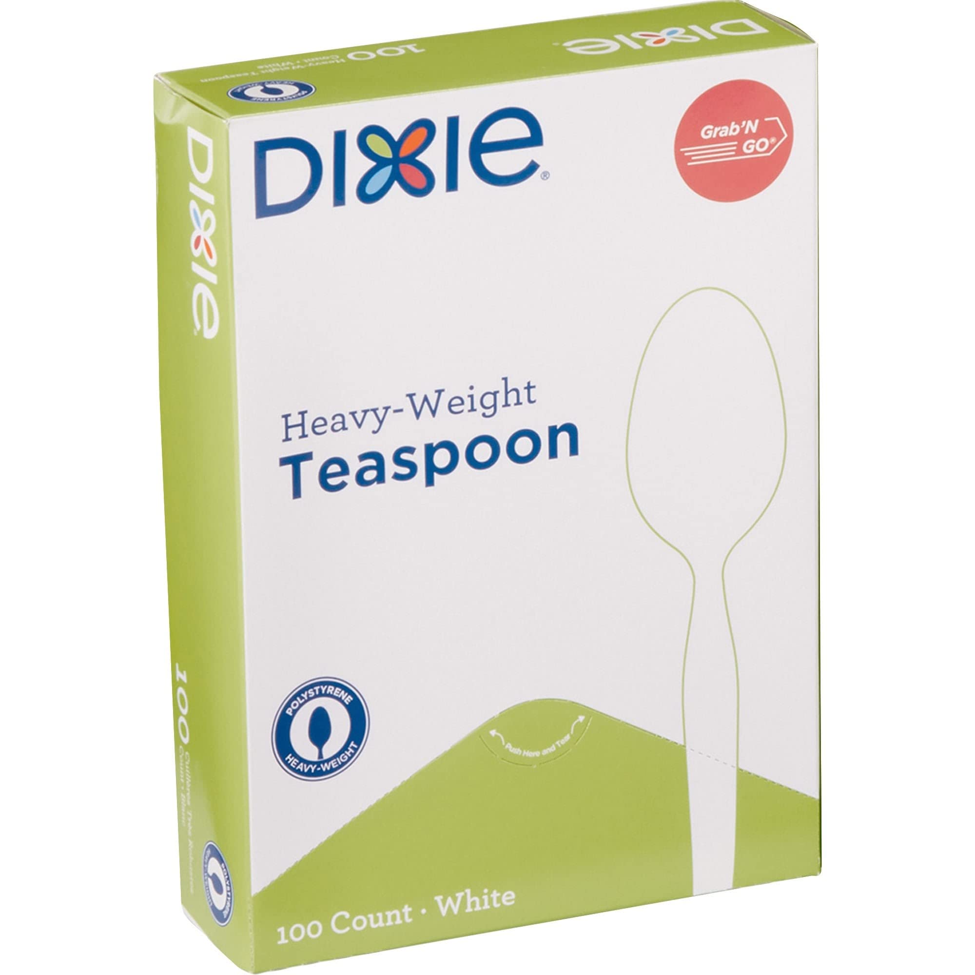 Dixie Th207 Plastic Cutlery Heavyweight Teaspoons, White (Pack Of 100)