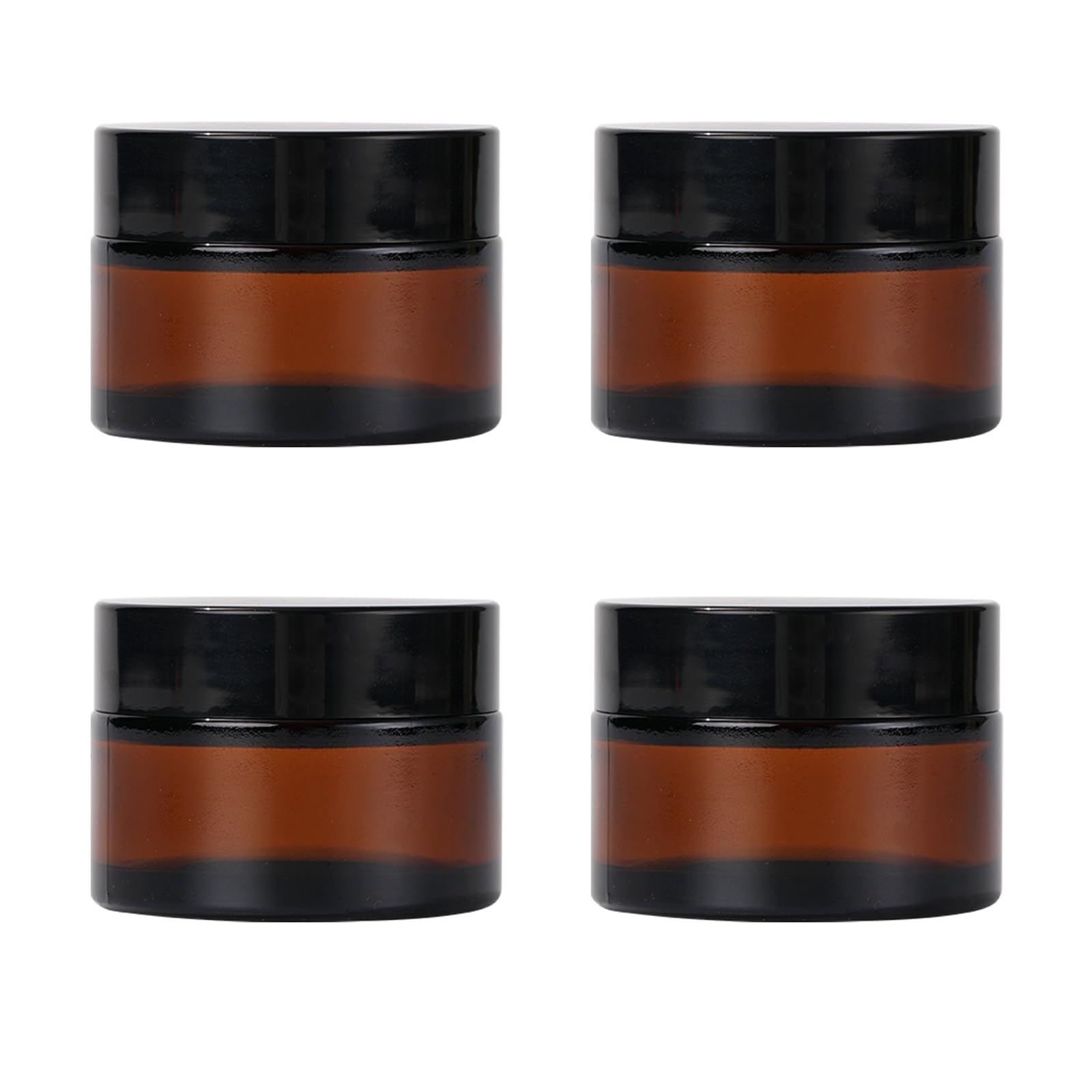 Ziyize Amber Glass Jars With Lids, 4 Pack 1Oz Small Glass Jars With Inner Liners, 30 Ml Reusable Empty Round Cosmetic Container