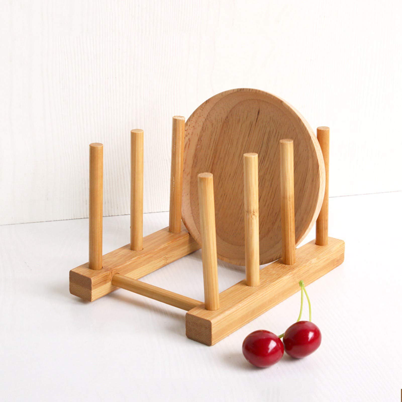 Kunovo Bamboo Dish Rack,Pot Lid/Plate/Cutting Board Organizer For Kitchen Cabinets,Bottle Drying Holder