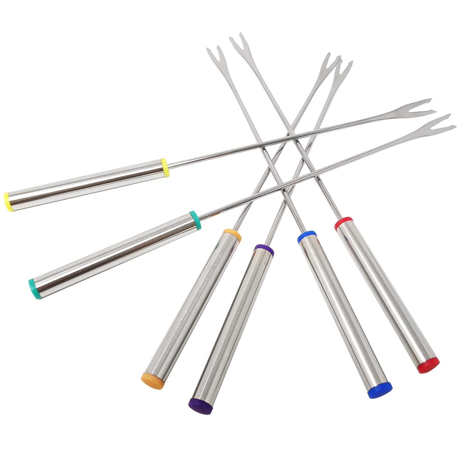 Honbay 12Pcs Stainless Steel Fondue Forks Fondue Skewers With Heat Resistant Handle For Fruit Chocolate Fountain Marshmallow Shr