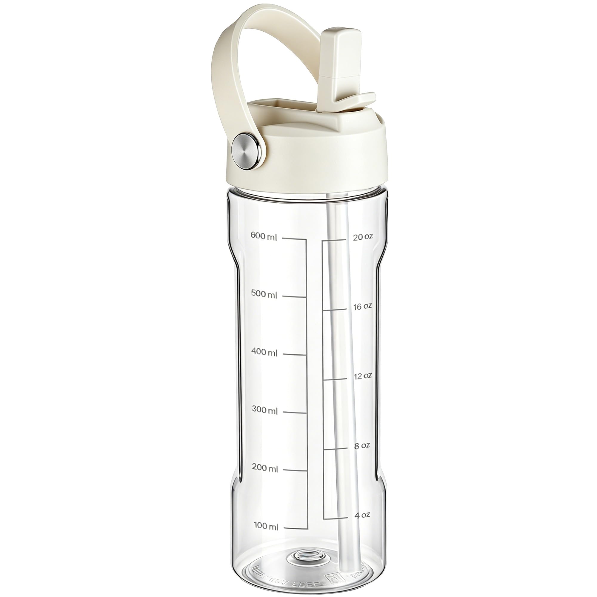 GOPPUS 20oz Clear Water Bottle with Flip Straw, Lightweight, Leakproof, Easy Carry and BPAFree, Tritan Water Bottlefor Sport, T