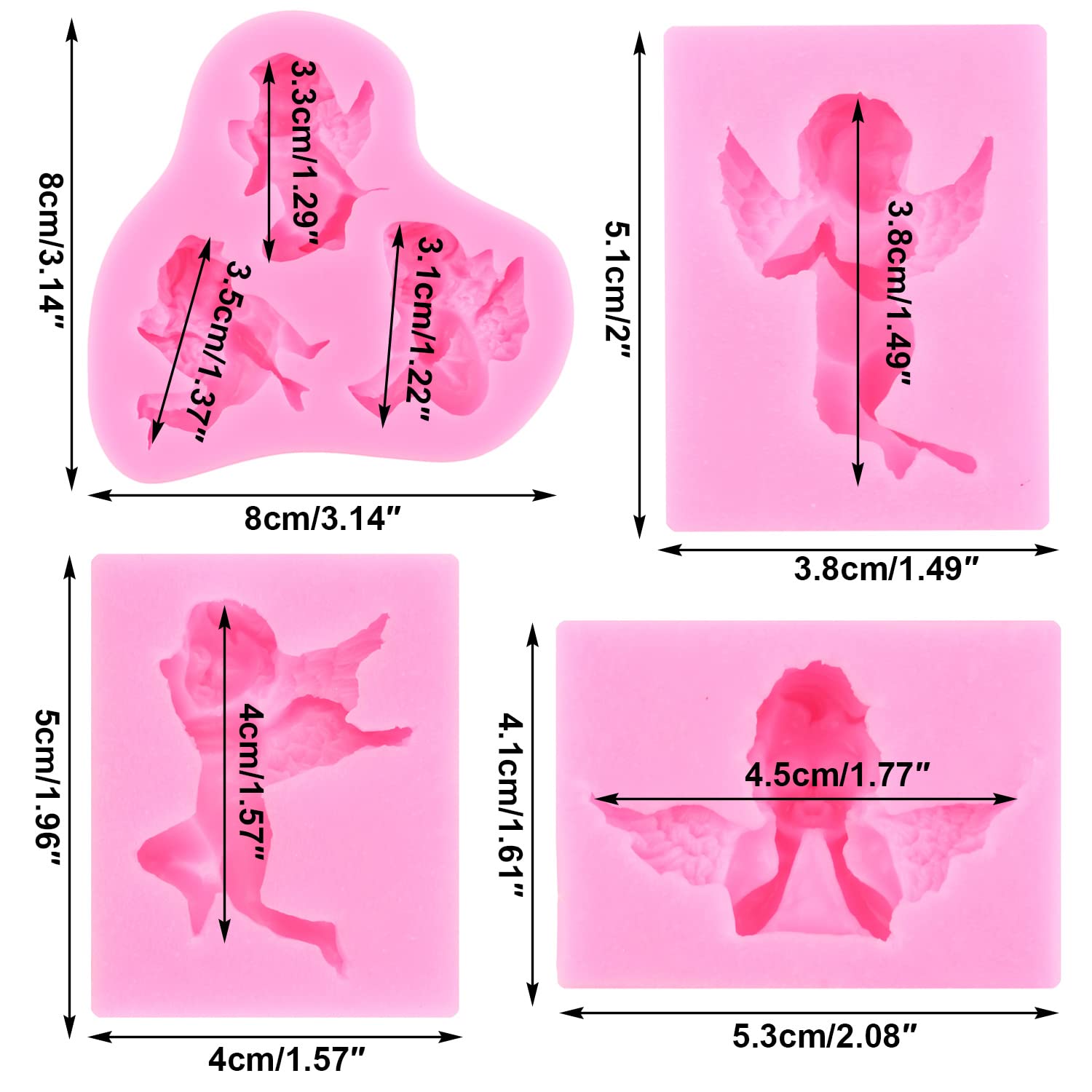 Rfghac Angel Baby Silicone Fondant Molds For Cake Decorating Cupcake Topper Candy Chocolate Gum Paste Set Of 4