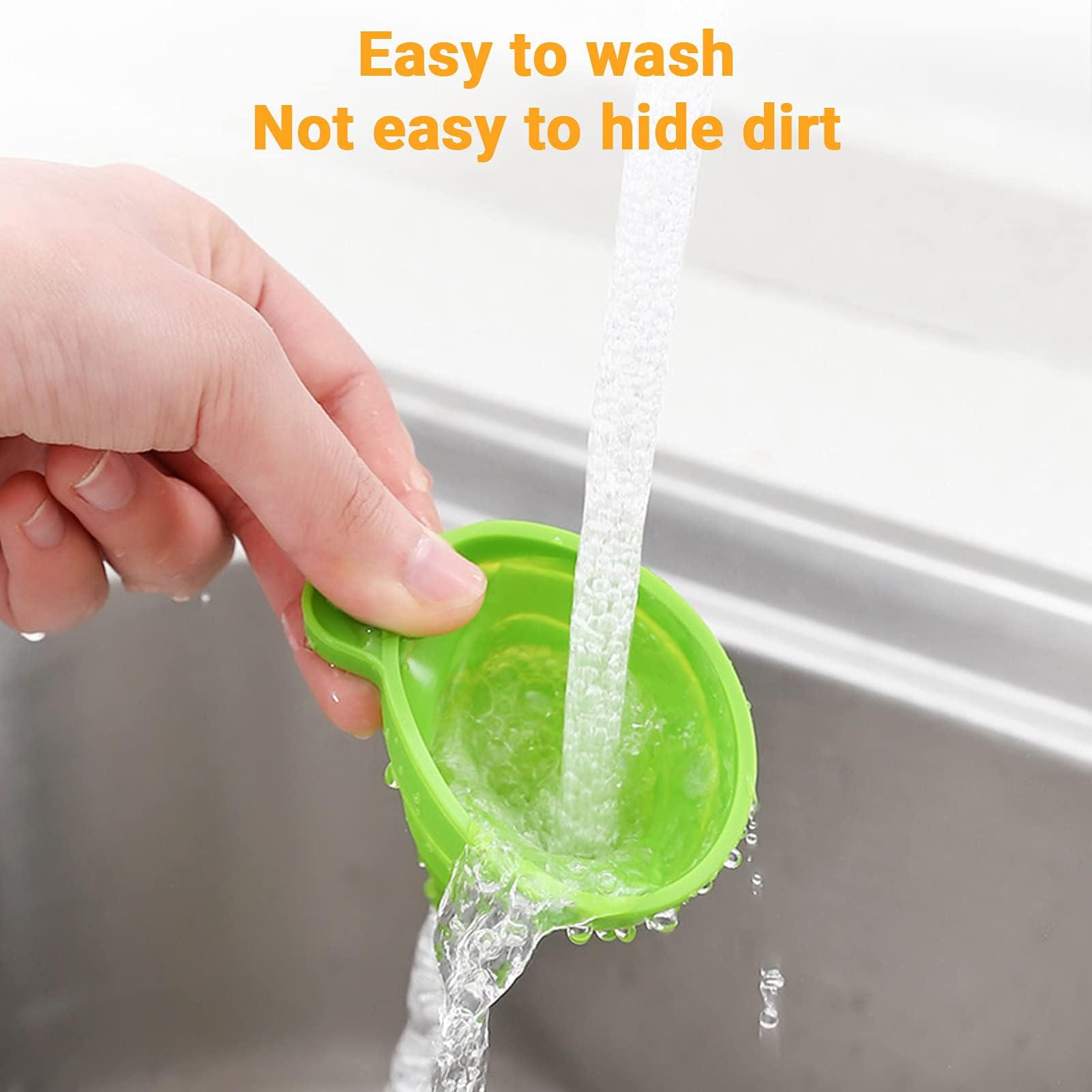 Kufung Kitchen Funnel Set 4 Pack - Food Grade Silicone Funnels For Kitchen Use, Filling Bottles - Small Funnel, Space-Saving Des