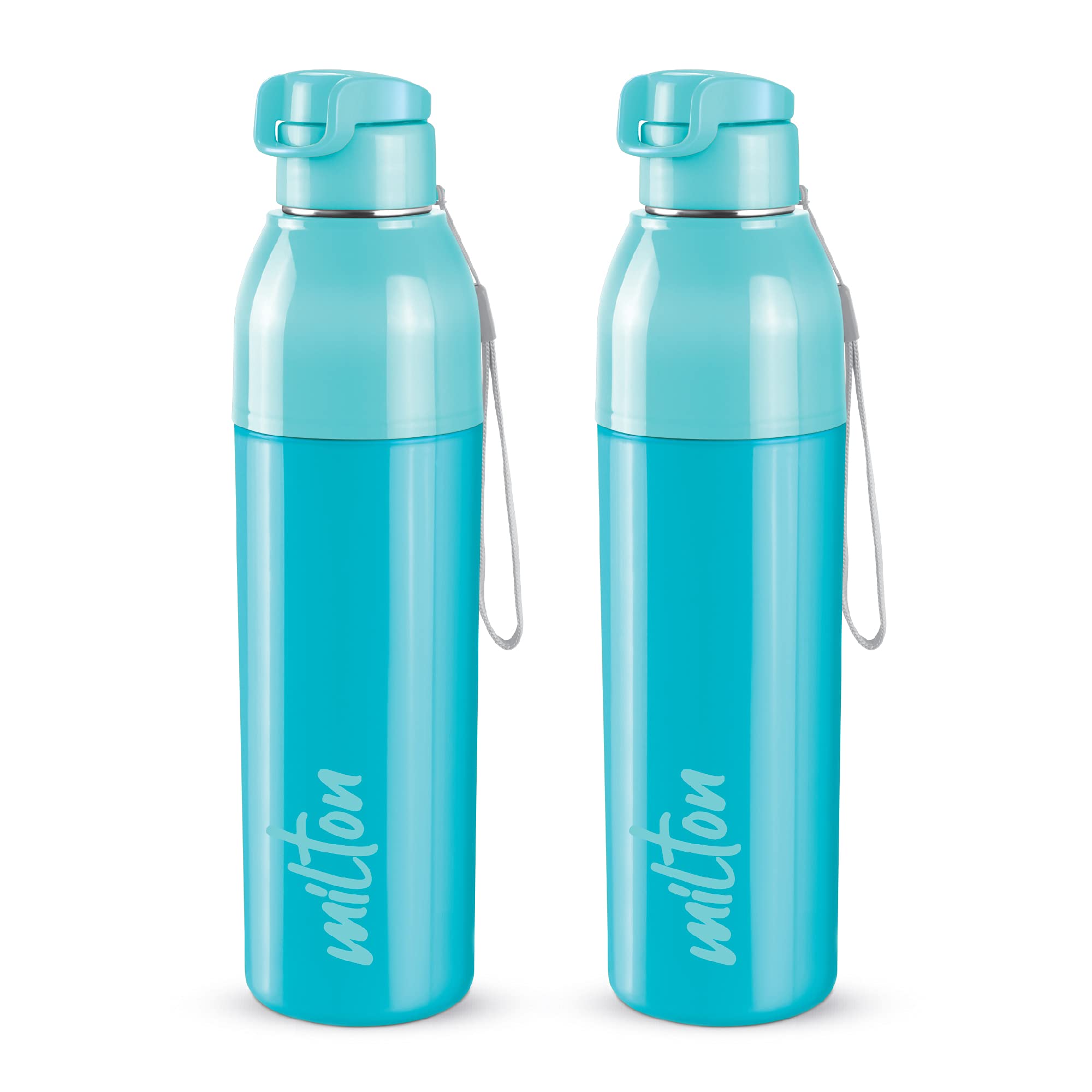 Milton Steel Convey 900 Insulated Inner Stainless Steel Water Bottle, Set of 2, 630 ml Each, Cyan | Leak Proof | BPA Free | Hot 