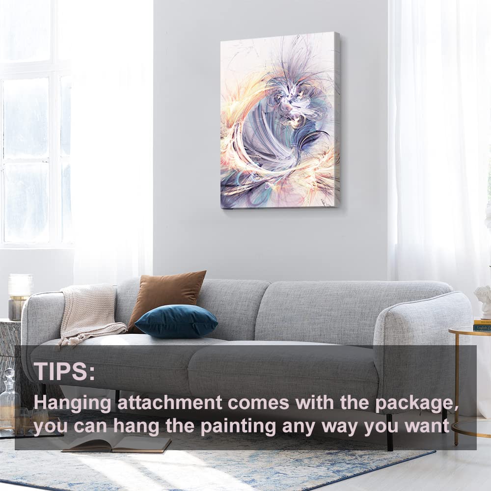 Canvas Wall Art Abstract Blue Purple and Orange Fantasy Colorful Graffiti on White Background Art Painting Prints Modern Artwork Decor for Living Room Bedroom Kitchen 36x24in