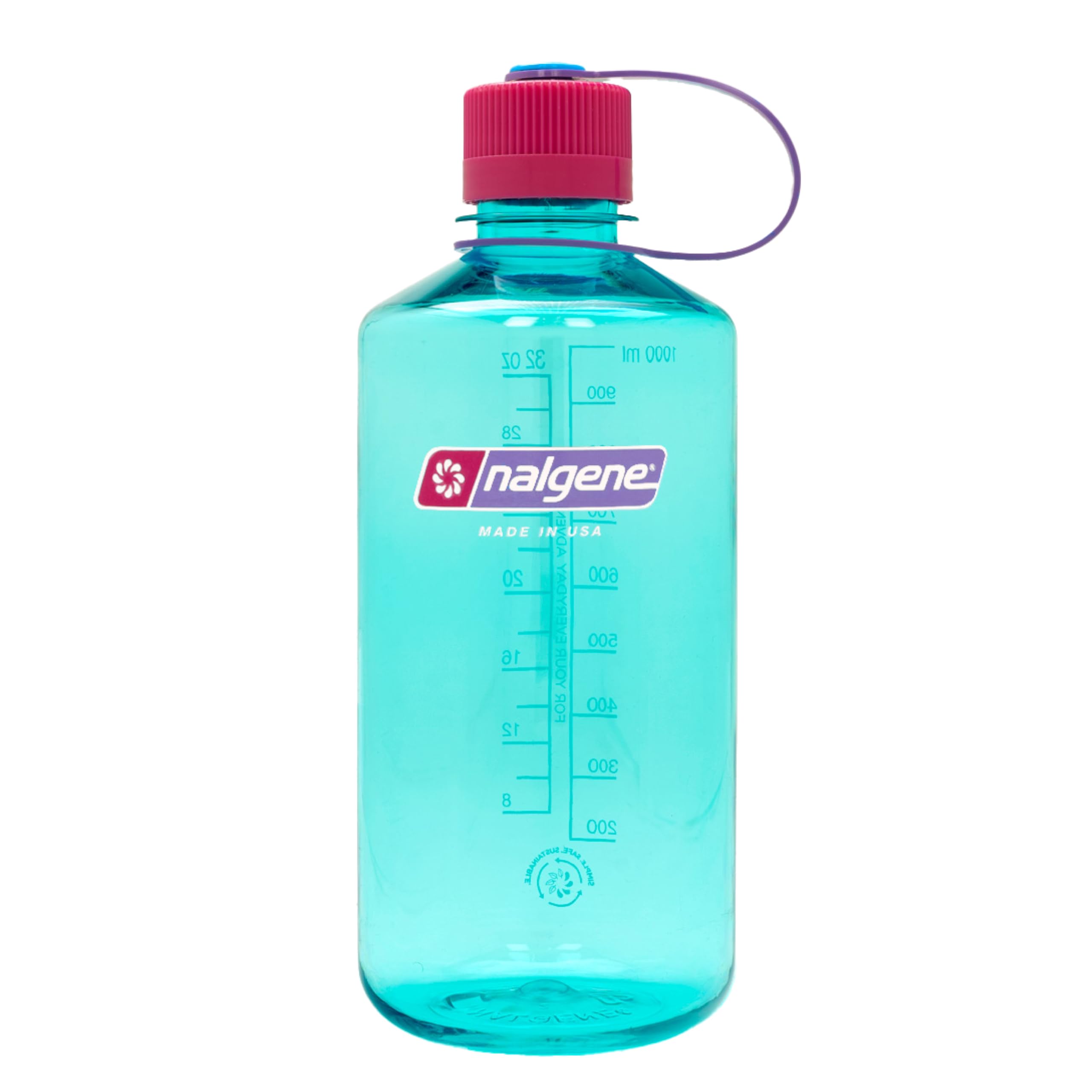 Nalgene Sustain Tritan Bpa-Free Water Bottle Made With Material Derived From 50% Plastic Waste, 32 Oz, Narrow Mouth, Surfer
