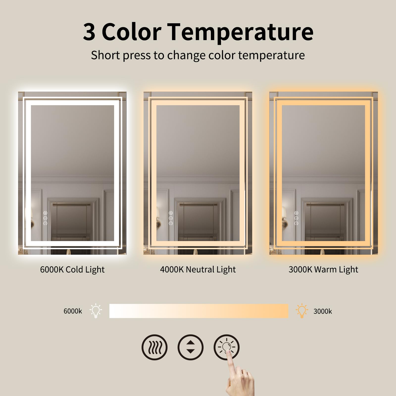 Wtty Led Bathroom Mirror 40''X30'' With Back And Front Light,Modern Led Mirror For Bathroom,Stepless Dimmable Lighted Bathroom V