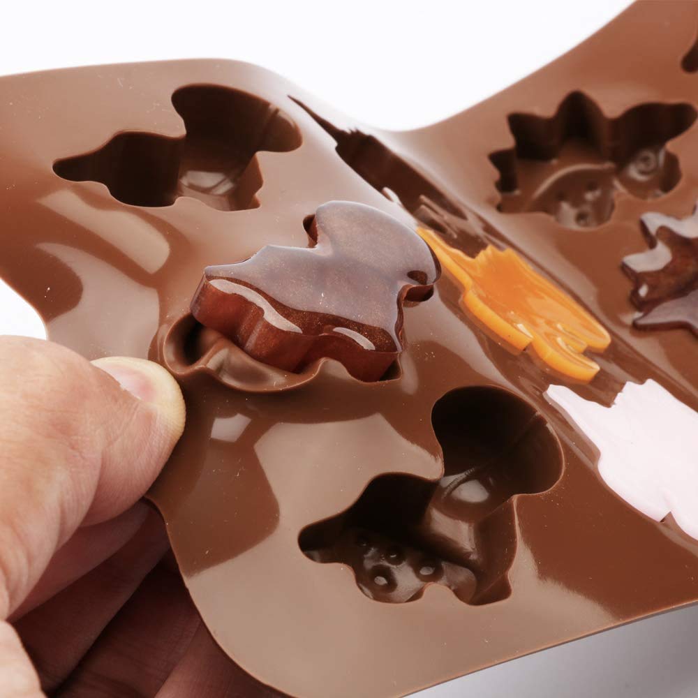 Dinosaur Shaped Silicone Chocolate Mold 3Pcs 12-Cavity Non-Stick Reusable Candy Jelly Gummy Cookie Ice Cube Tray Mould