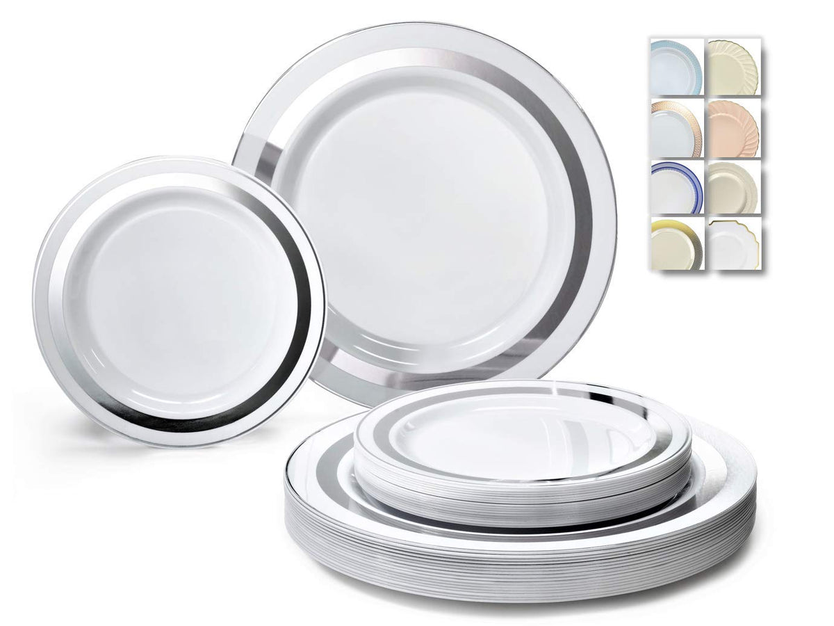 ' Occasions '' 240 Plates Pack,(120 Guests) Heavyweight Premium Wedding Party Disposable Plastic Plates Set -120 X 10.5'' Dinne