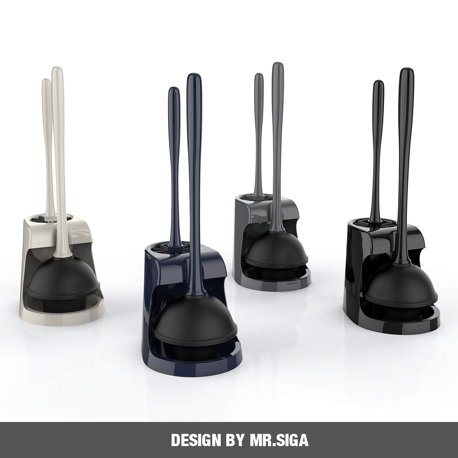MR.SIGA Toilet Plunger and Bowl Brush Combo for Bathroom Cleaning  Black  1 Set