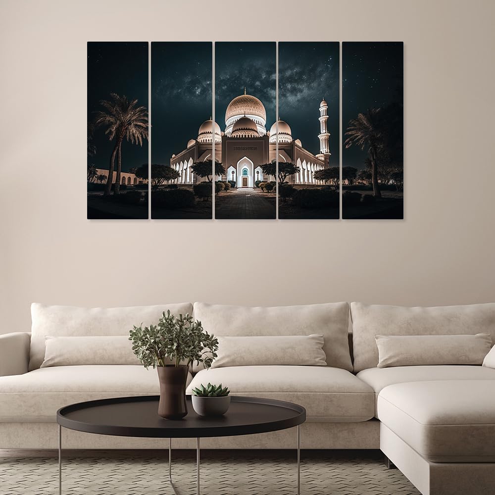 Dekorstation Multiple Frames, Blessed Ramadan Nights Serene Mosque Wall Painting For Living Room, Bedroom, Office, Hotels, Drawi