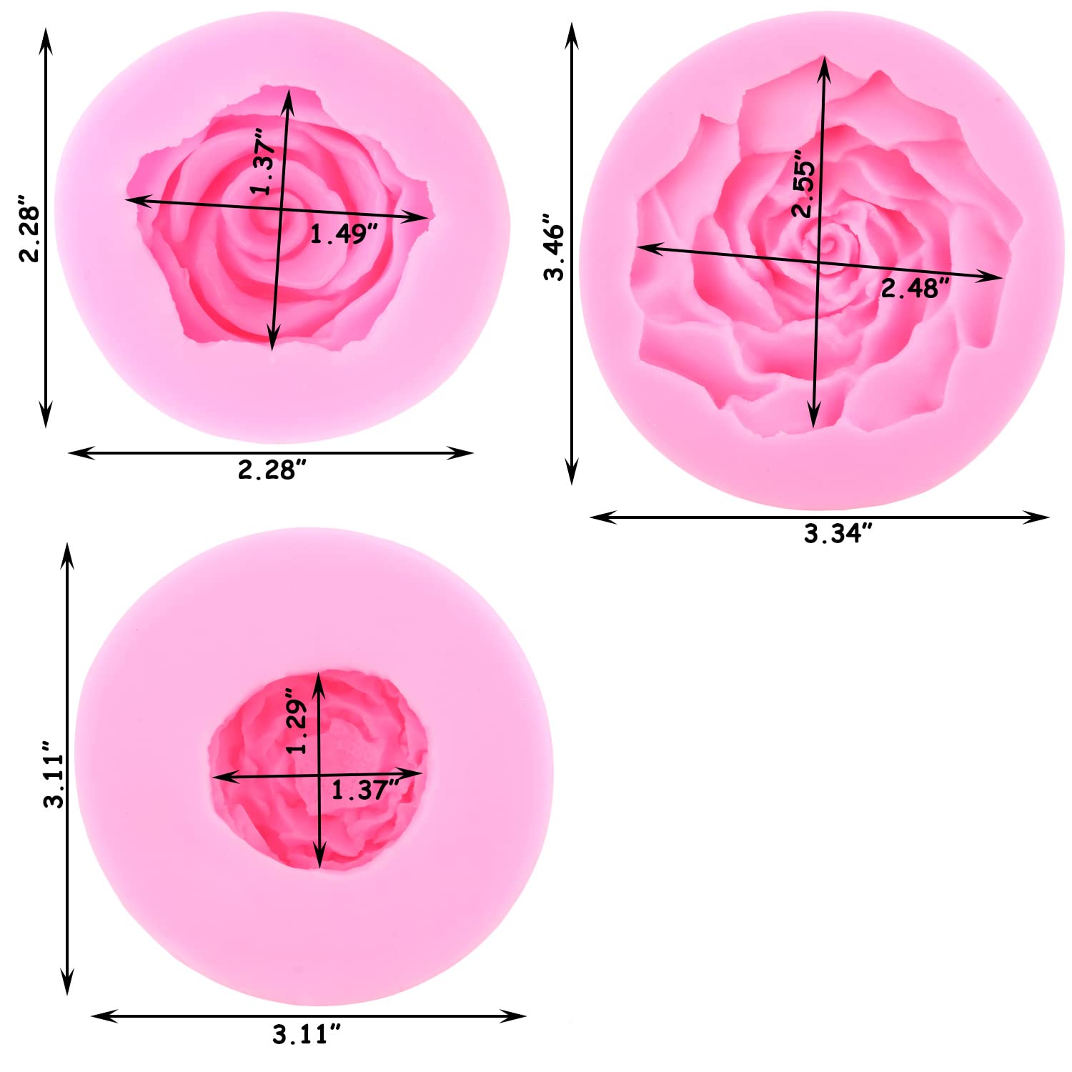 Zixiang Bloom 3D Rose Flower Silicone Mold Peony Flower Fondant Molds For Cake Decorating Soap Candle Making Candy Chocolate Pol