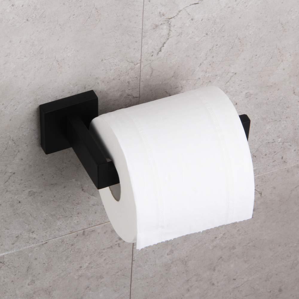 Gerzwy Bathroom Hardware Accessories Sets Matte Black Sus304 Stainless Steel Bath Shower Set 2-Pieces(Toilet Paper Holder Towel