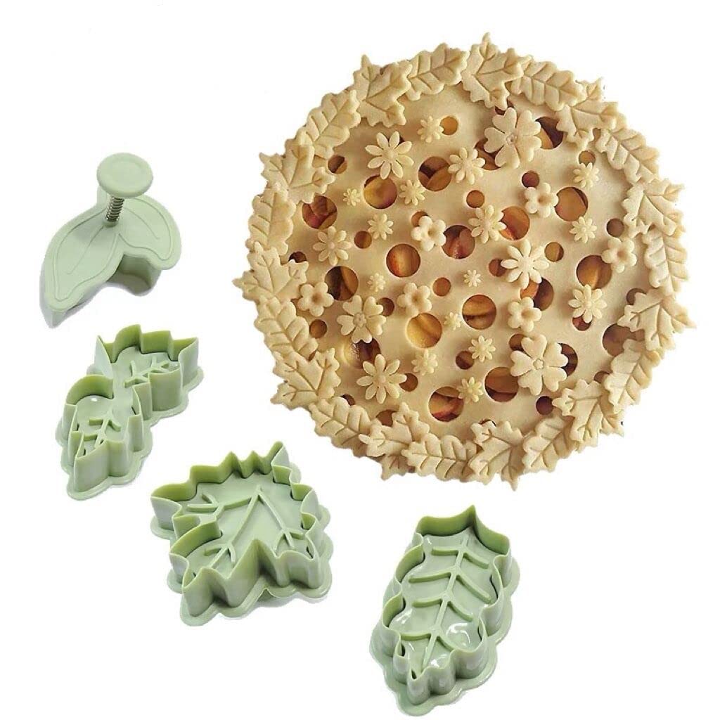 4Pcs Plunger Leaf Cookie Press Cutters Biscuit Mold Cake Decorating Supplies Fondant Embosser Decoration Edible Anyana Baking St