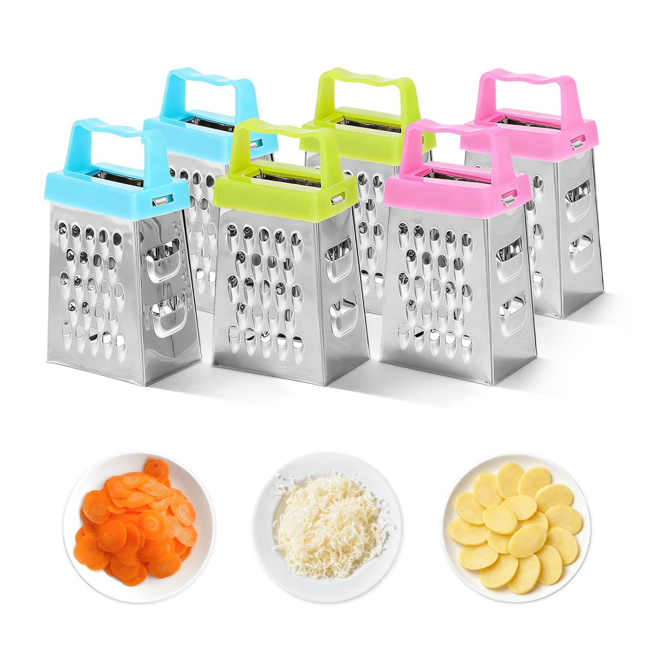 Ciieeo 6Pcs Mini Cheese Grater, Stainless Steel Small Box Graters Vegetable Grater Food Shredder Lemon Zester Kitchen Small Grat