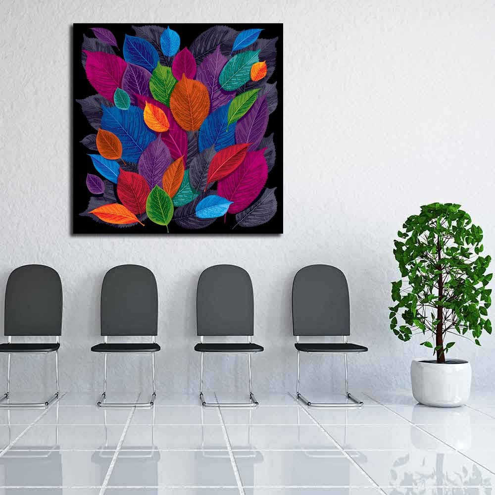 Pitaara Box Dark Autumn Leaves | Peel & Stick Vinyl Wall Sticker For Bedroom & Living Room | 16 X 16 Inch (41 X 41 Cms)