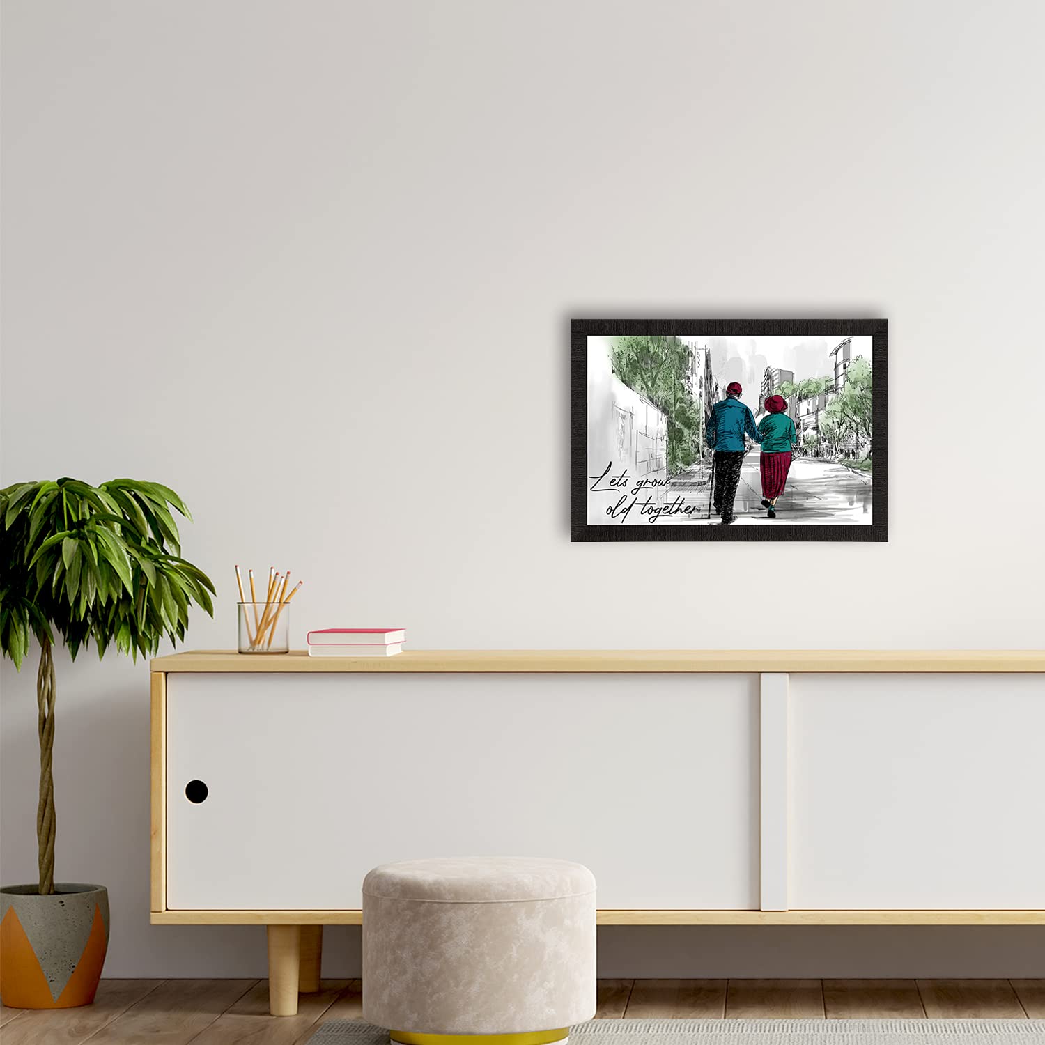 eCraftIndia Lets Grow Old Together Love Theme Satin Matt Texture UV Art Painting