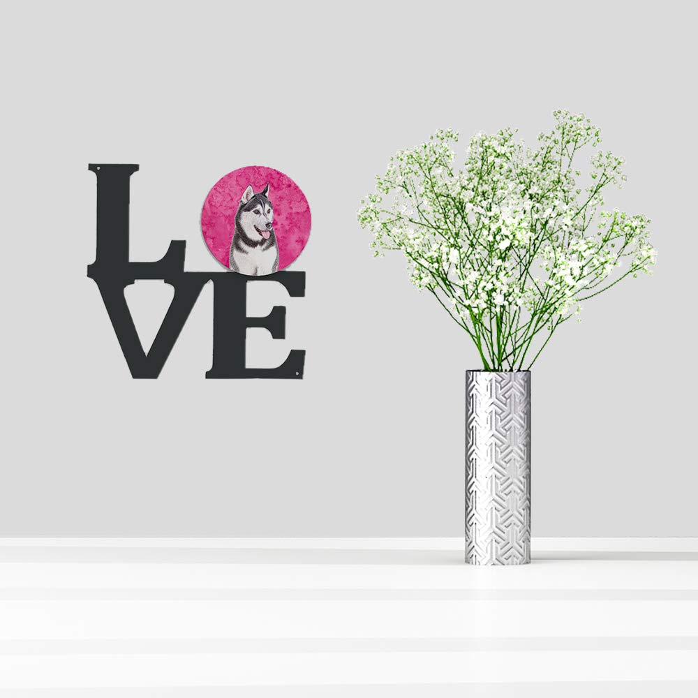 Pink Alaskan Malamute Metal Wall Artwork LOVE KJ1224PKWALV