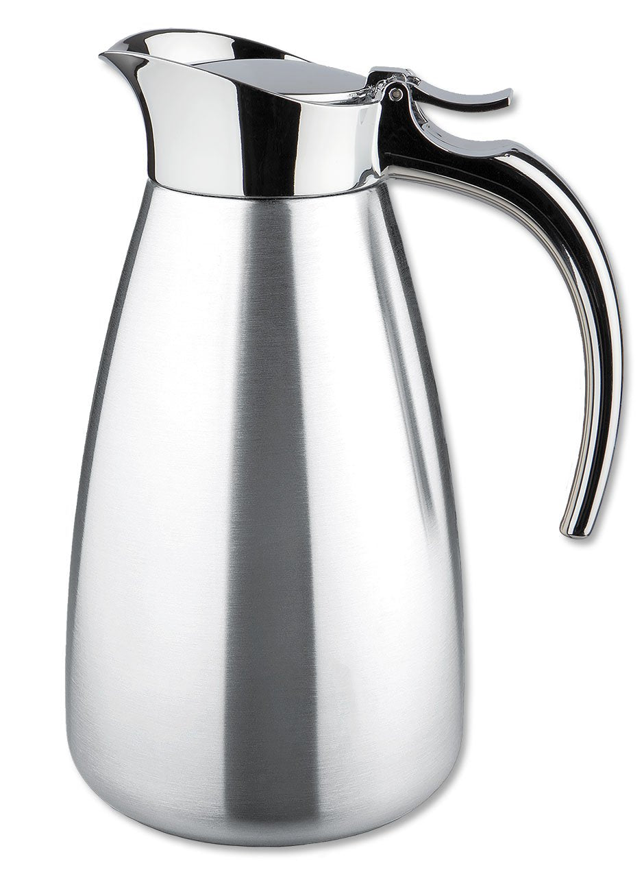 Isosteel 0.6 Litre 18/ 8 Stainless Steel Tableline Double-Walled Straight Shape Vacuum Pot With Flap Lid, Silver